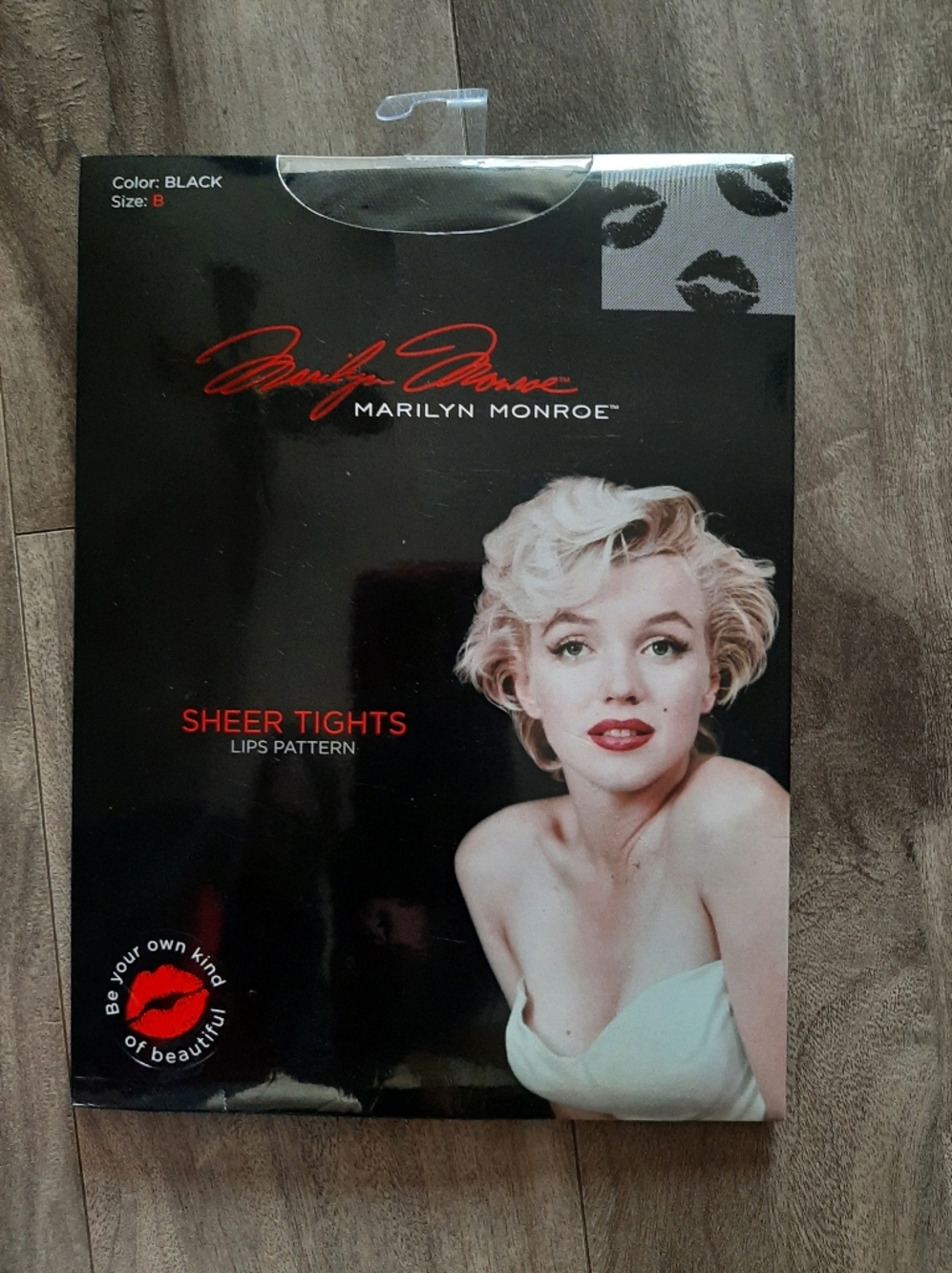 Marilyn Monroe Sheer Tights Lip Pattern Jaqquard Knitted Pattern Size B